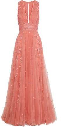 Arianna Embellished Silk-blend Tulle Gown