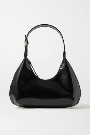 Black Amber Baby glossed-leather tote | BY FAR | NET-A-PORTER