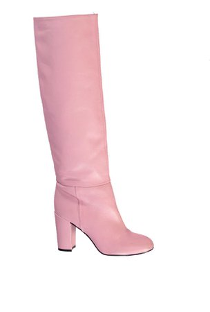 Pink leather knee-high boots - Essentiel Antwerp - French website