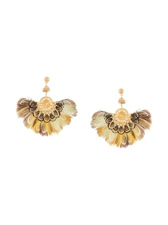 Gas Bijoux Agaia feather drop earrings
