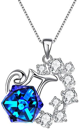 Amazon.com: EleQueen 925 Sterling Silver CZ Square Gemini Zodiac Constellation Sign Pendants Necklace Blue Made with Crystals: Clothing