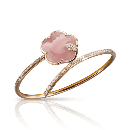 18k Rose Gold Joli Bracelet with Pink Chalcedony, White and Champagne diamonds, Pasquale Bruni