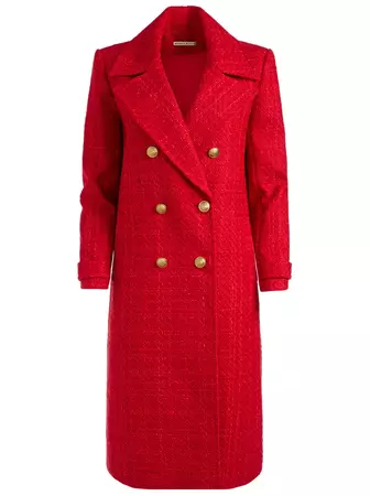 Nicholas Double Breasted Coat In Bright Ruby | Alice And Olivia