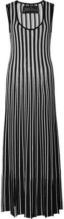 Lela Rose Striped Crochet-Knit Midi Dress Size: S