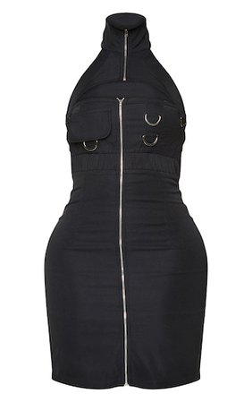 Shape Black Cargo Woven Buckle Bodycon Dress | PrettyLittleThing USA