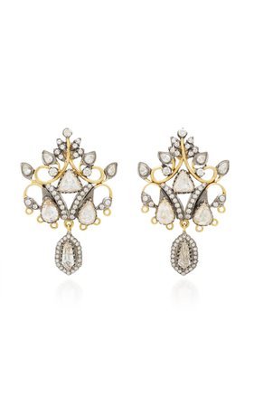 18k Black And Yellow Gold Diamond Earrings By Amrapali | Moda Operandi