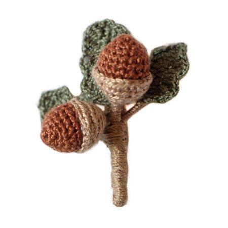 Handmade Crocheted Acorn Brooch– The Cottagecore