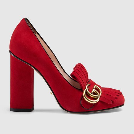 red gucci heels pumps
