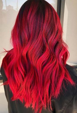 long wavy red hair