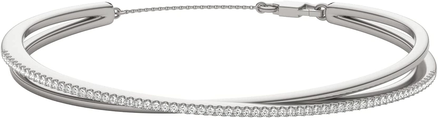 Amazon.com: 1/3 CTW Round Caydia Lab Grown Diamond Crossover Bangle Bracelet 14K White Gold by Charles & Colvard: Clothing, Shoes & Jewelry