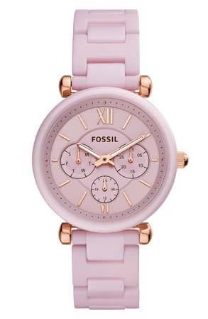 Fossil Carlie Multifunction Ceramic Bracelet Watch, 38mm | Nordstrom
