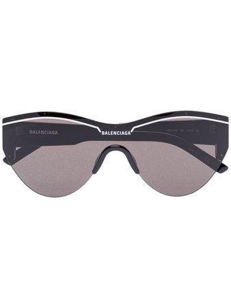 Balenciaga Eyewear Round Logo Sunglasses - Farfetch