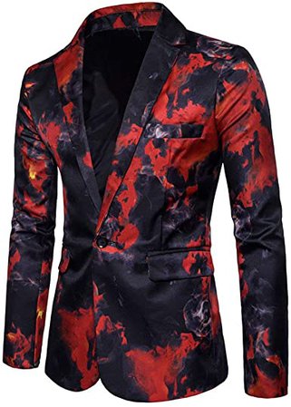 Mens Suit Jacket Slim Fit Printed One Button Floral Casual Blazer Sports Coat at Amazon Men’s Clothing store