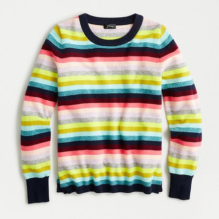 J.Crew: Long-sleeve Everyday Cashmere Crewneck Sweater In Multistripe multi