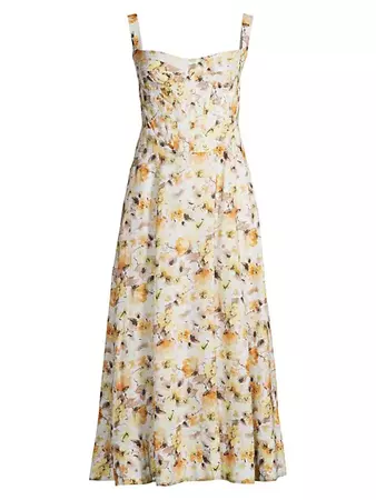Shop Bardot Lilah Floral Corset Midi-Dress | Saks Fifth Avenue