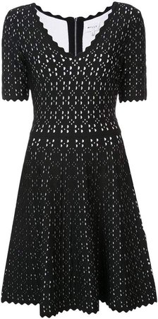 laser cut pointelle flare dress