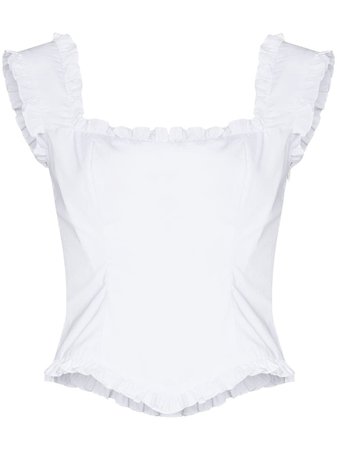 Shop white De La Vali Bandana ruffle-trim sleeveless top with Express Delivery - Farfetch