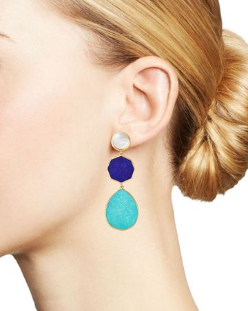 IPPOLITA 18K Yellow Gold Polished Rock Candy Mother-of-Pearl, Lapis & Turquoise Drop Earrings | Bloomingdale's