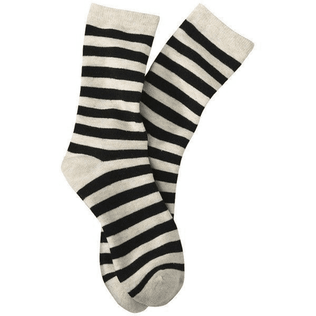 white and black striped socks