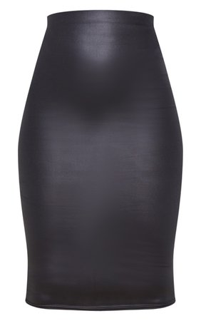 Black Leather Look Midi Skirt | Skirts | PrettyLittleThing
