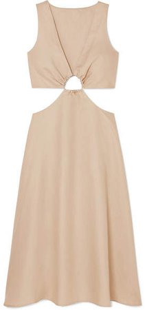 Cybele Cutout Cotton And Linen-blend Dress - Beige