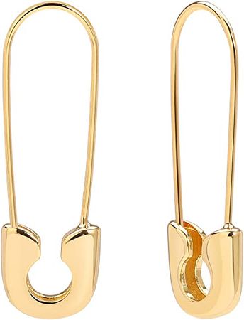 Amazon.com: Safety Pin Earrings 14K Gold Plated Minimalist Dangle Hoop Earrings Daily Jewelry for Women : Clothing, Shoes & Jewelry