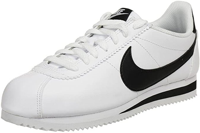 Amazon.com | Nike Women's Classic Cortez Leather Casual Shoe White/Black | Fashion Sneakers