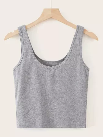 Solid Ribbed Cropped Tank Top | SHEIN USA