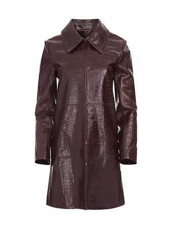 Alice + Olivia Croc-Embossed Leather Coat | SaksFifthAvenue