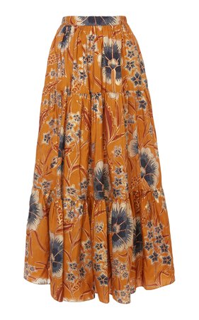 Ulla Johnson Chantal Floral-Print Silk Maxi Skirt Size: 10