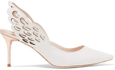 Angelo Cutout Leather Pumps - White