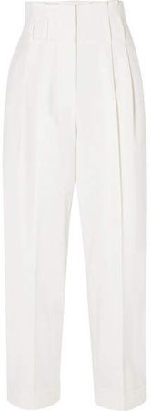 Cropped Wool-blend Tapered Pants - White