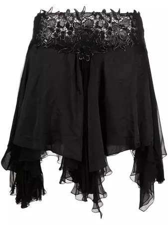 Versace Asymmetric lace-waistband Skirt - Farfetch