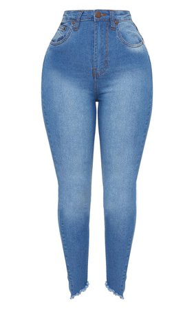 Shape Mid Wash High Waist Skinny Jeans | PrettyLittleThing USA