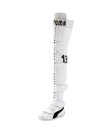 White knee high puma boots