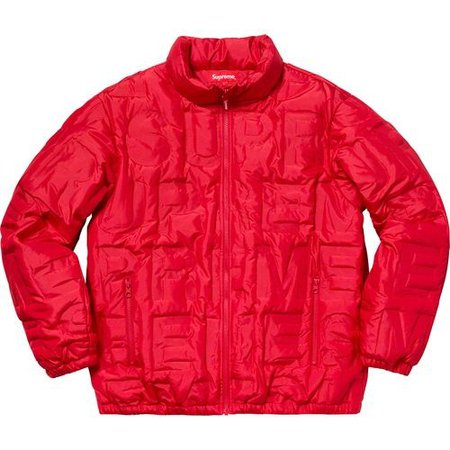 Supreme Red Bonded Logo Puffy Jacket