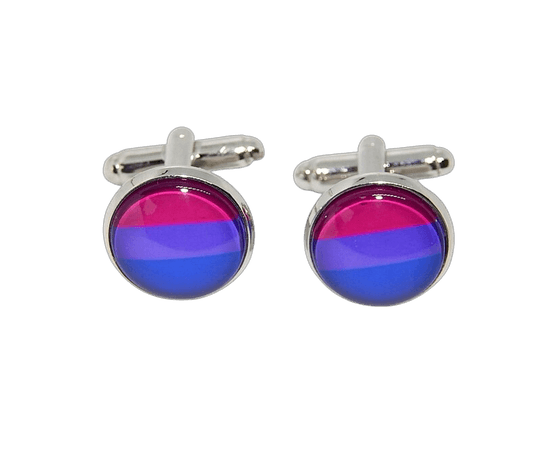 Bisexual Pride cufflinks tie clip lapel pin earrings jewelry, Bisexual symbol, Bisexual Pride flag cuff links, blue purple pink cufflinks
