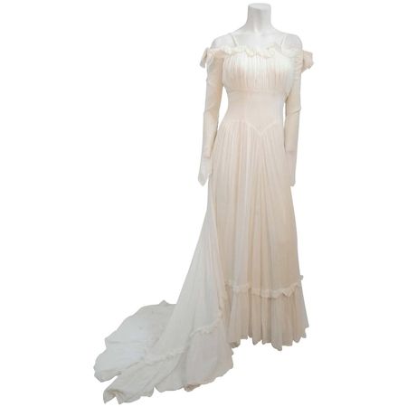 1940s White Swiss Dot Wedding Dress For Sale at 1stDibs | 1940s white dress