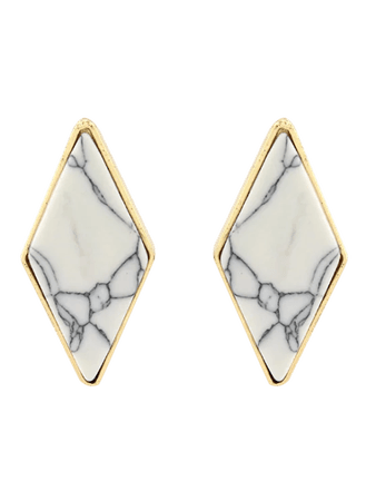 Artificial Turquoise Geometric Earrings WHITE: Earrings | ZAFUL