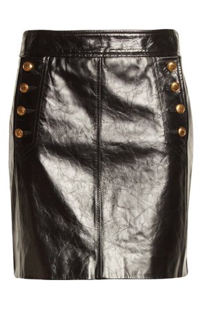 Givenchy Logo Button Leather Miniskirt | Nordstrom