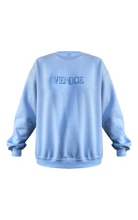 Blue Venice Embroidered Sweatshirt | PrettyLittleThing USA