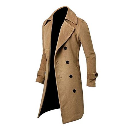 Vobaga Men's Stylish Double-breasted Long Trench Coat Jacket Overcoat at Amazon Men’s Clothing store: Trenchcoats