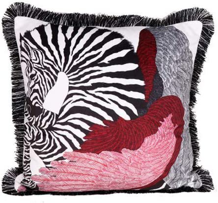 Amazon.com: VenusL Tassels Double-Sided Velvet Throw Pillow Covers,African Zebra Black Whtie Stripes with Wine Red Wings Flying in Sky,18x18 Inch(45x45cm) : Home & Kitchen