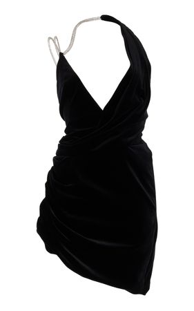 Asymmetric Draped Velvet Mini Dress By Oscar De La Renta | Moda Operandi