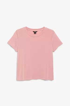 Super-soft tee - Pink - T-shirts - Monki WW