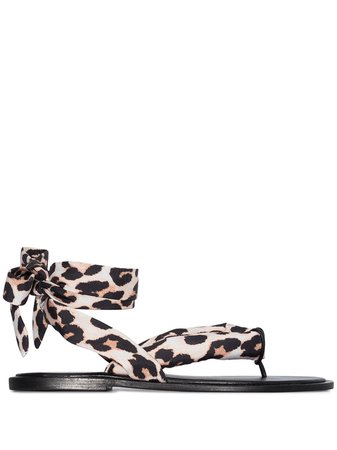 GANNI Leopard Print Wrap Sandals - Farfetch