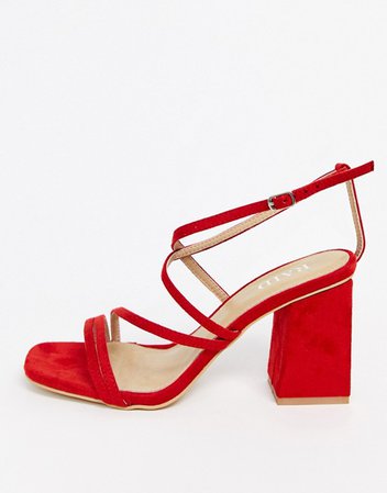 RAID Wide Fit Carla block heeled sandals in red | ASOS