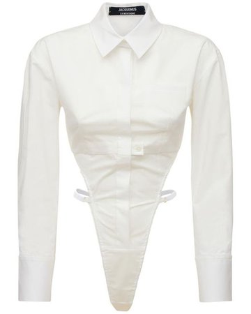Jacquemus La Chemise Body Stretch Shirt Bodysuit in White - Lyst