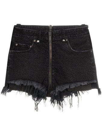 Unravel Project zip-up Distressed Hem Visible Pocket Denim Shorts - Farfetch
