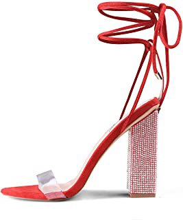 strappy red heels with glitter